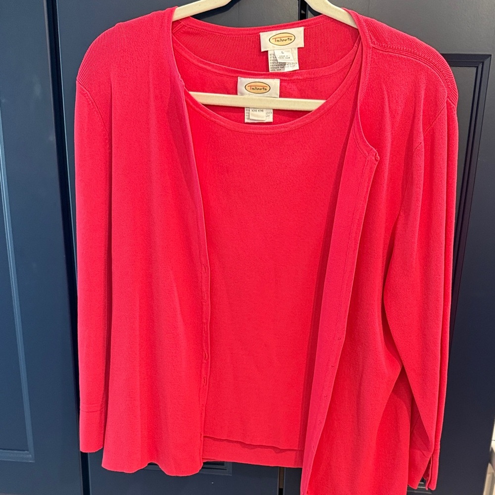 Talbots dark Pink Women's Cardigan twin set Sweater